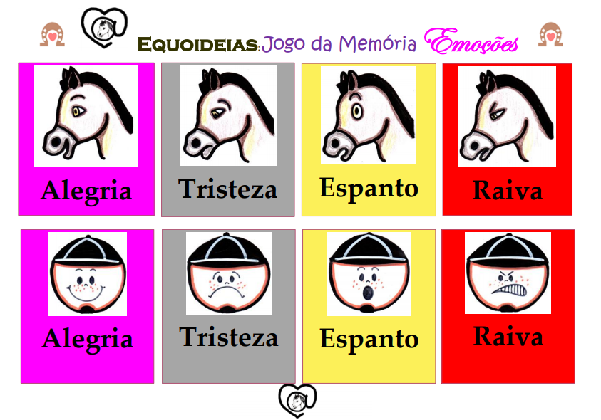 Jogos da memória em PDF sobre emoções/Cartas praticante e cavalo/ Material  Exclusivo Equoideias – Equoideias®